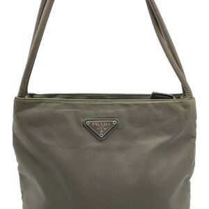 Auth Vintage Late 1990s- early 2000s Prada Khaki Shoulder Bag
